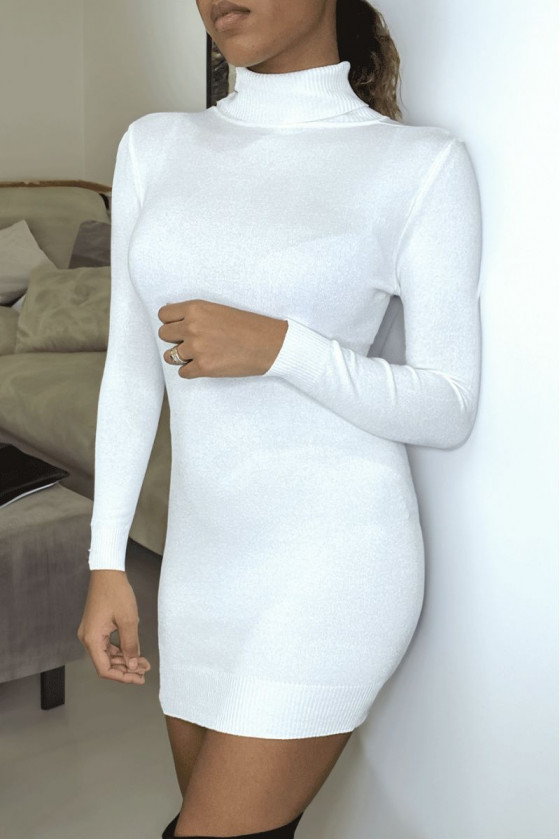 Robe Pull Courte Manche Longue Blanche